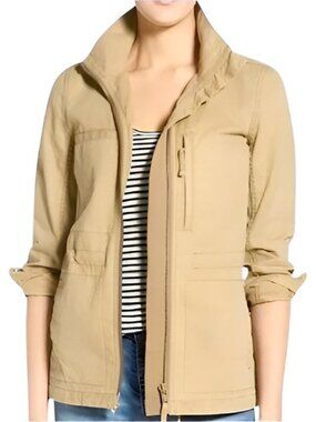 Madewell Women's Fleet Jacket Zip Up Long Sleeve Utility Tan Size XS